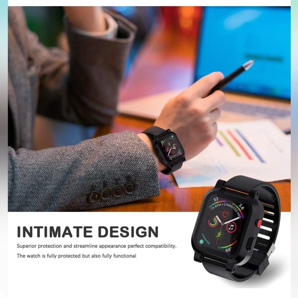 🆕 BAND for Apple Watch Waterproof Case for 38mm Watch Band and Screen Protector